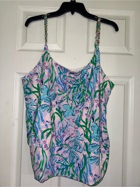 Lilly Pulitzer Purple Blue Green Floral Top